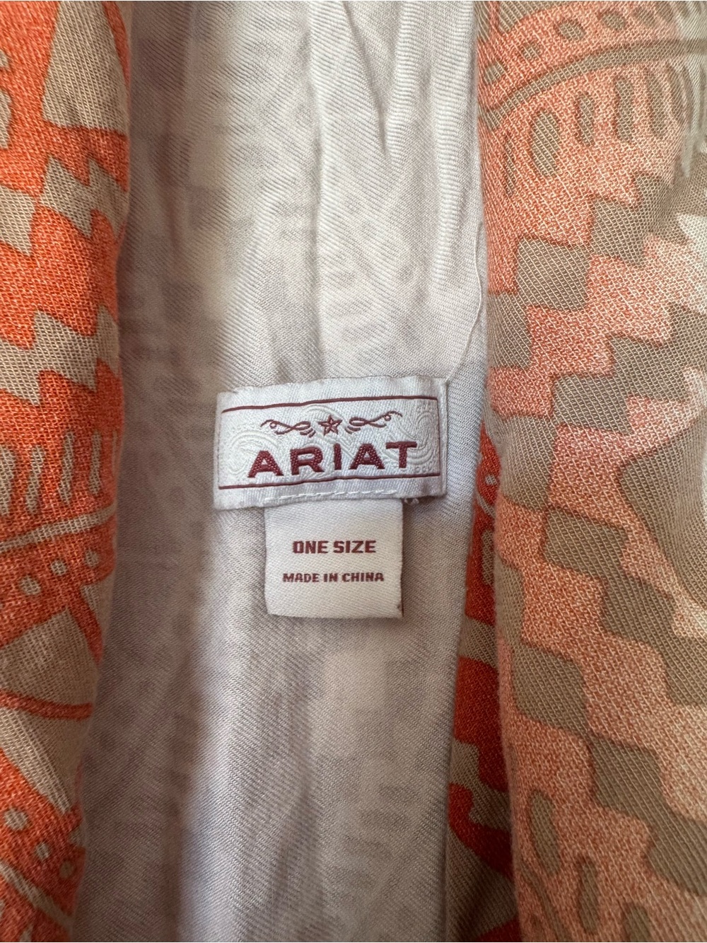 Ariat Beige and Orange Aztec Draped Cardigan - Picture 2 of 3